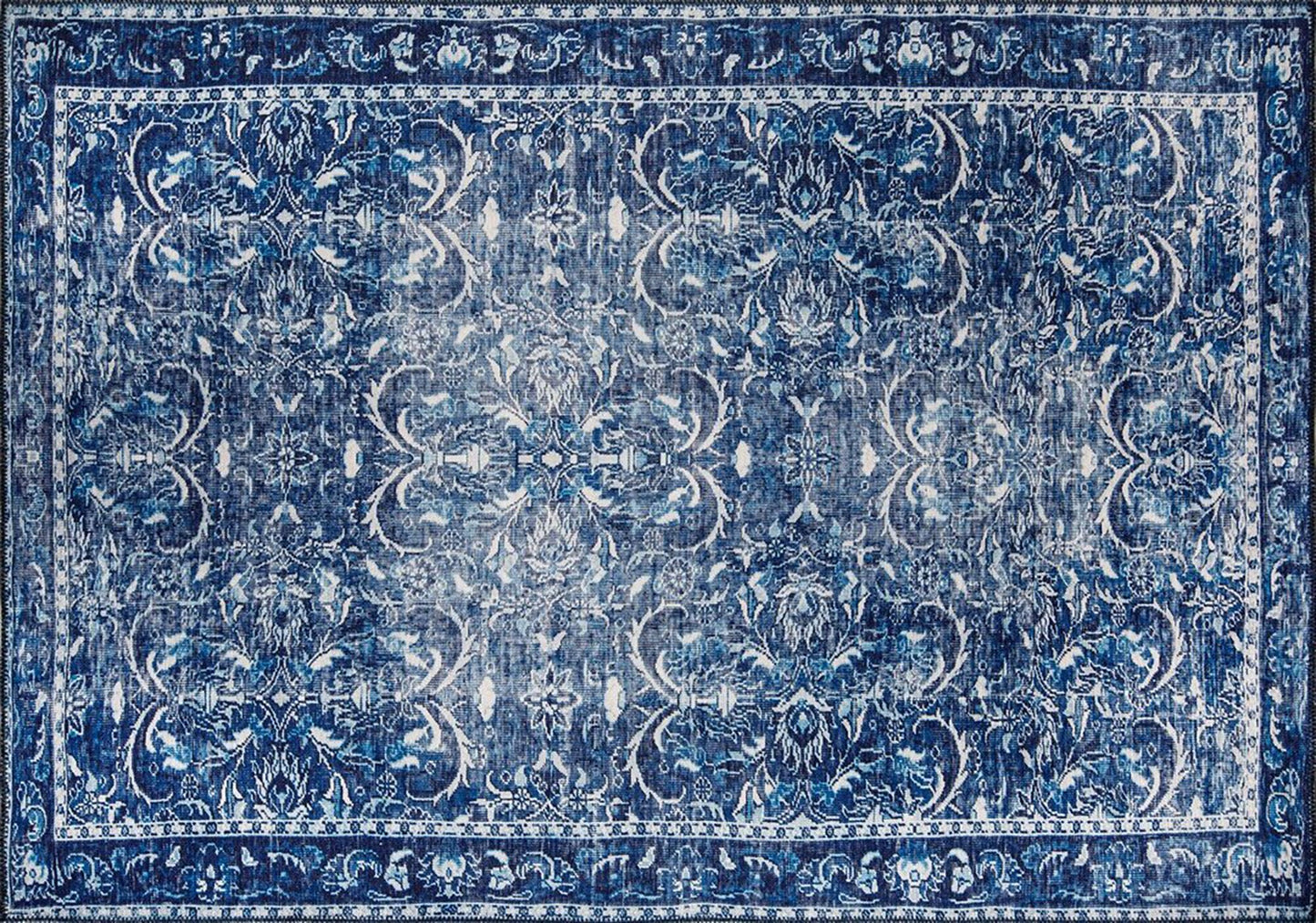 BULUD | Vintage rug looks Dark Blue, Luxurious, Medieval Tracery, Home decor, Hand-knotted texture, Distressed Beach home decor, Turkish rug
