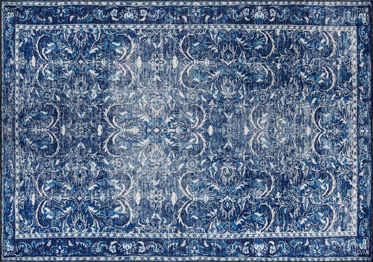 BULUD | Vintage rug looks Dark Blue, Luxurious, Medieval Tracery, Home decor, Hand-knotted texture, Distressed Beach home decor, Turkish rug