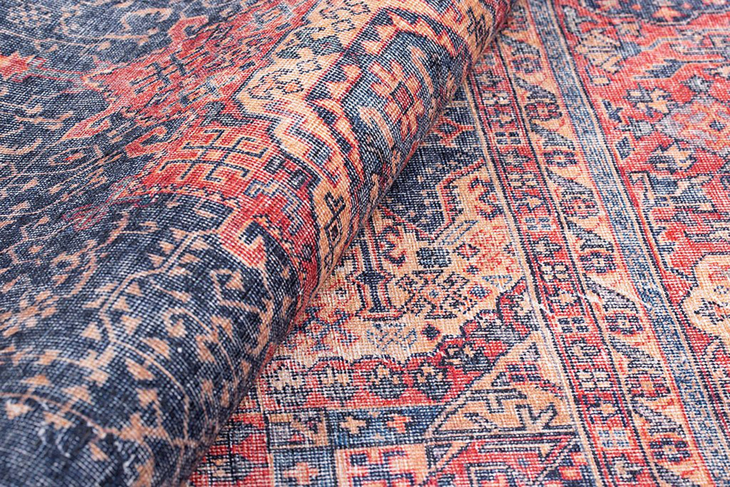 NARGAN | Persian Pattern Oriental Rug, Antique looks, Hand-knotted texture, Home decor, Traditional, Central Medallion, Navy blue, Red, Rugs