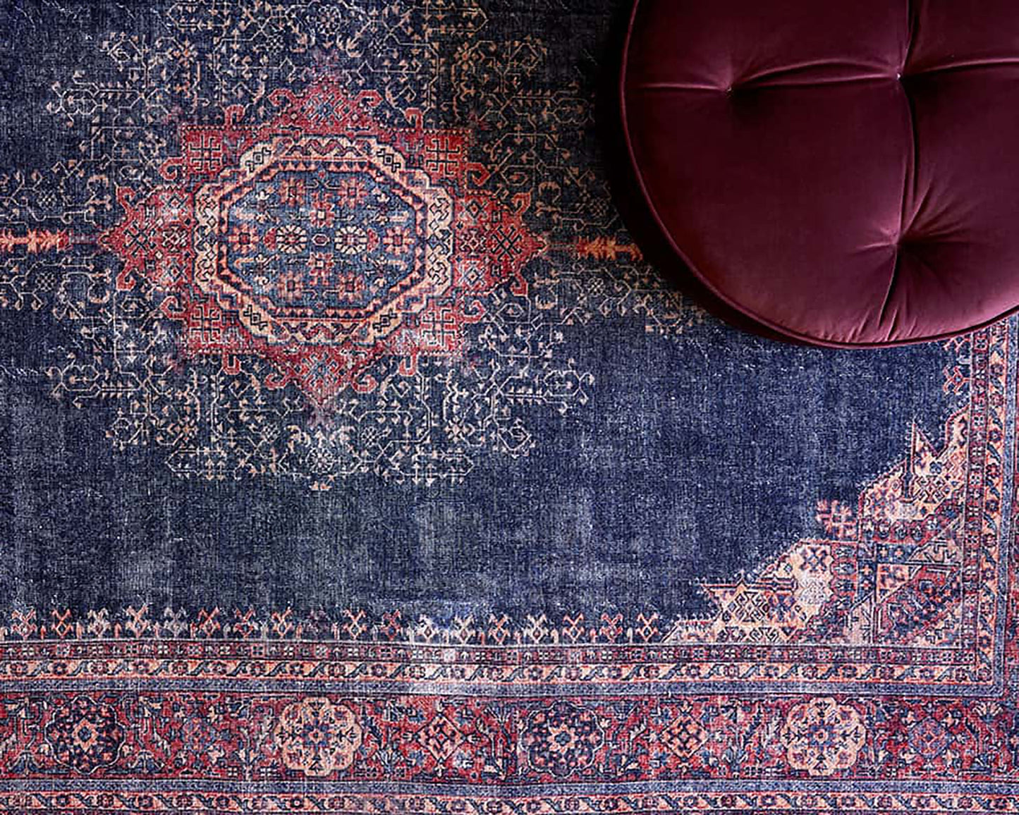 NARGAN | Persian Pattern Oriental Rug, Antique looks, Hand-knotted texture, Home decor, Traditional, Central Medallion, Navy blue, Red, Rugs
