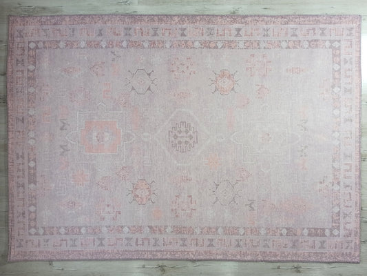 COLE | Persian Style Pink Neutral Vintage rug, Natural Beige Handmade look Shabby Chic decor, Poudre Powder, Rug For Living Room Bedroom