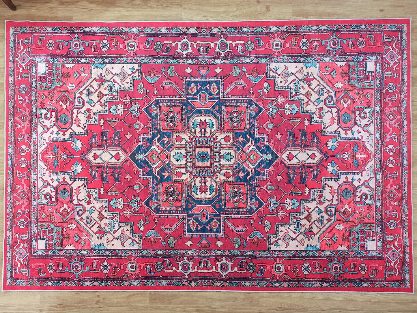 ALIN | Persian Heriz rug, Red Vintage style Geometric Oriental Faded Area rug, Bohemian Home decor, Mid-century Carpet, Fame Rugs, Teppich
