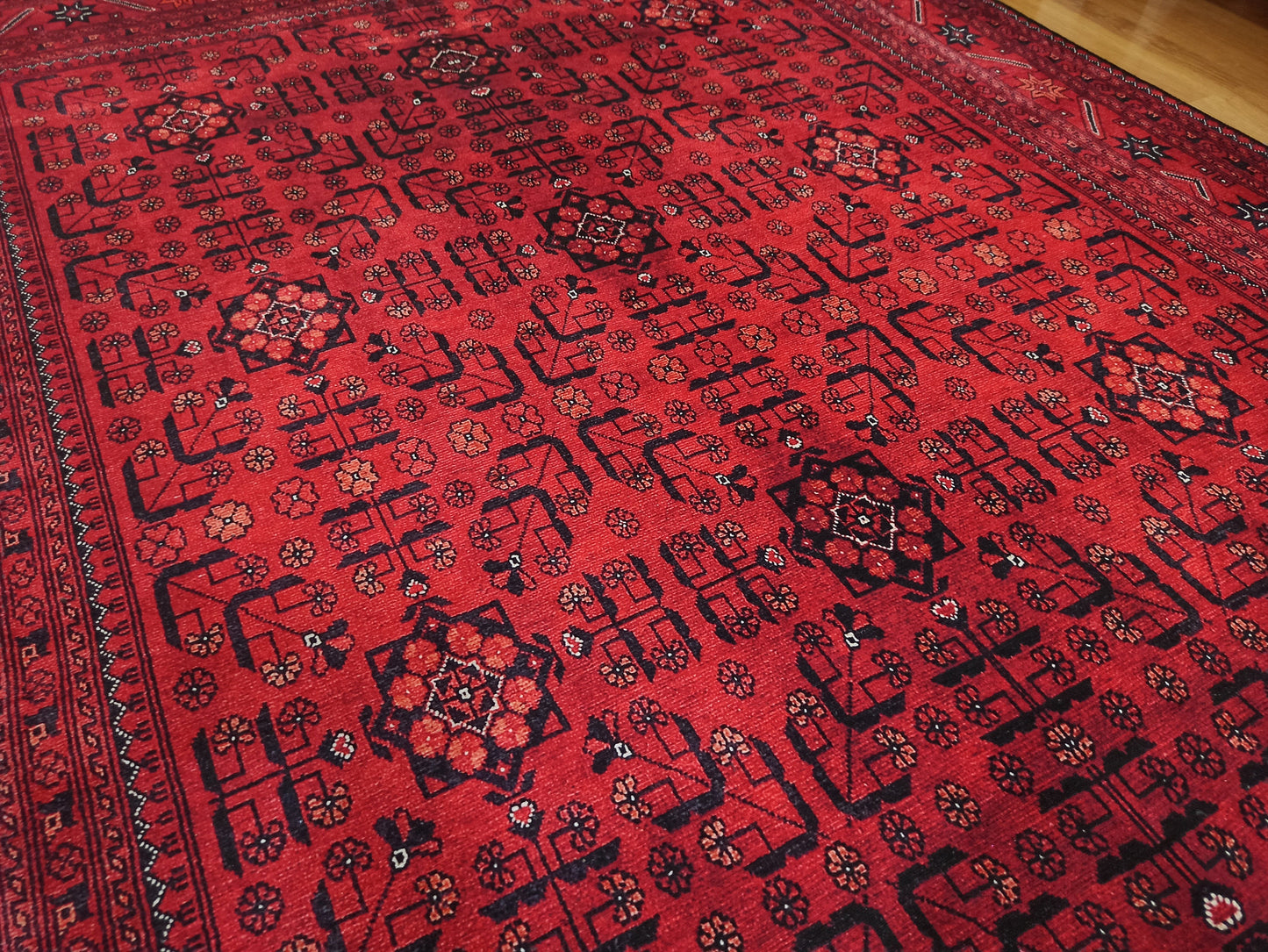 ZANAN | Turkish Rug, Red Vintage Distressed look, Faded Area rug, Bohemian Floral Turkmen style, Mid-century Modern Home decor, Fame Rugs