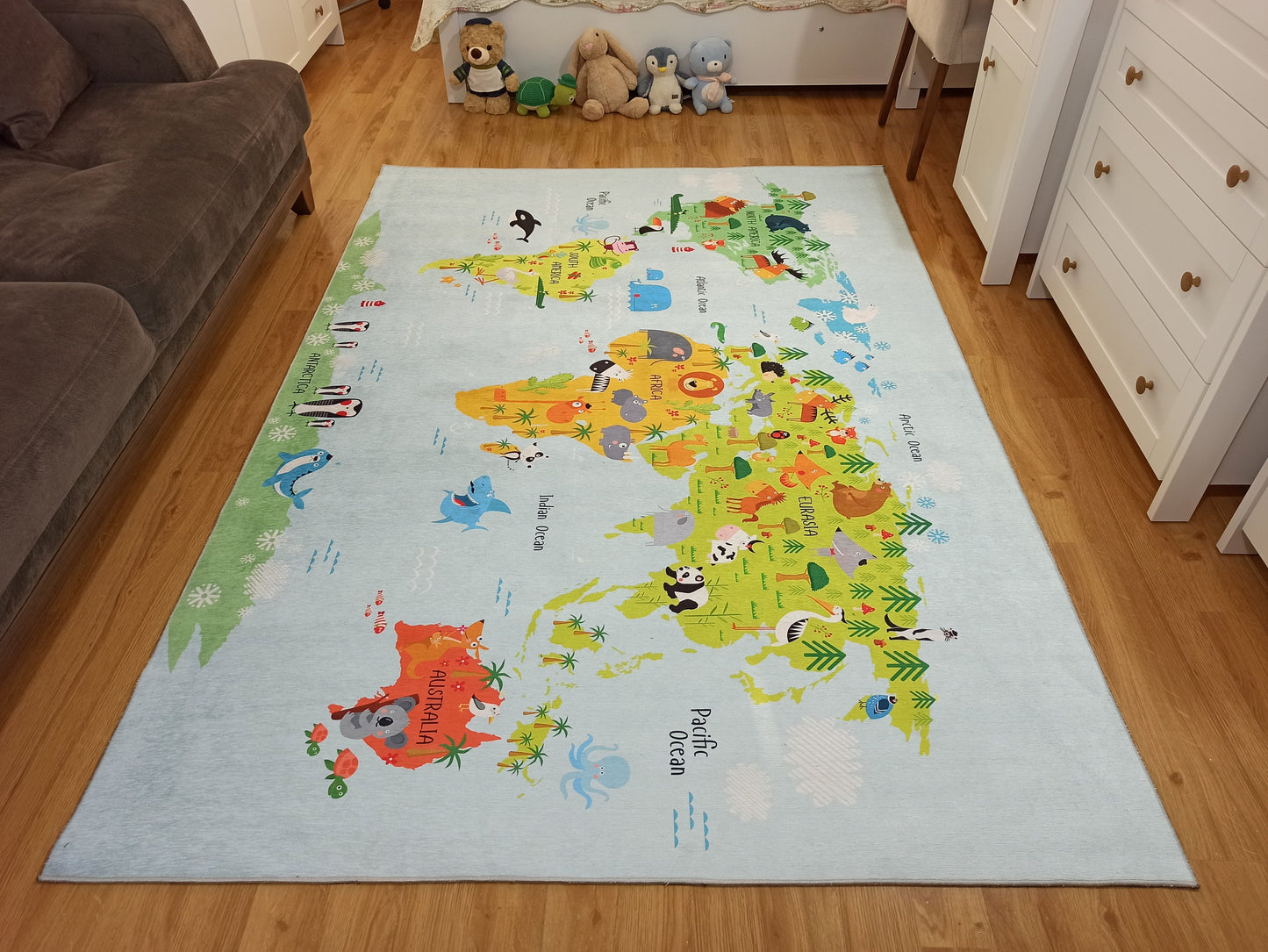 WORLD | Kids Room Map Rug, Soft Play mat, Play rug, Nursery rug, Activity mat, Explorer, Learning Earth, Boys, Girls, Children, Gift Ideal