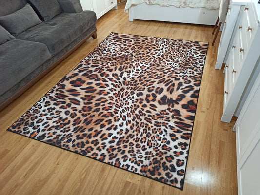 PARS | Leopard Rug, Leather pattern, Modern Mid-Century Vintage Area Rug, Art-deco look Boho Living room floor decor, Luxury decoration idea