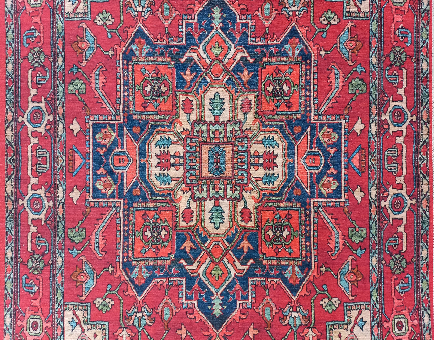 ALIN Runner | Persian Heriz Runner, Red Beige Vintage Distressed look Runners, Bohemian Home decor, Mid-century Design Carpet, Fame Rugs, Teppich