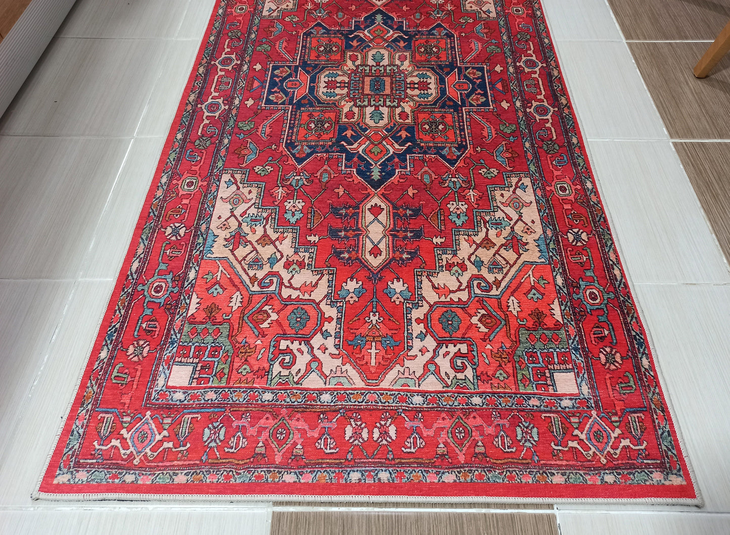 ALIN Runner | Persian Heriz Runner, Red Beige Vintage Distressed look Runners, Bohemian Home decor, Mid-century Design Carpet, Fame Rugs, Teppich