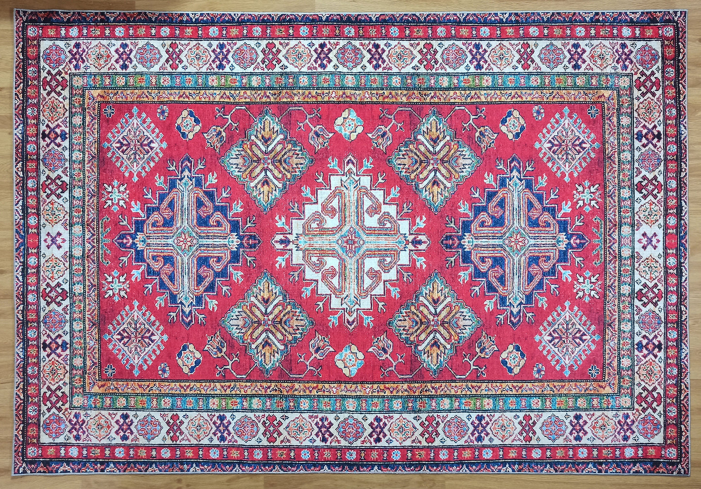 SADA | Turkish rug, Red Vintage Distressed look, Area rug, Bohemian Geometric Mid-century Home decoration, Medallion design floral carpet