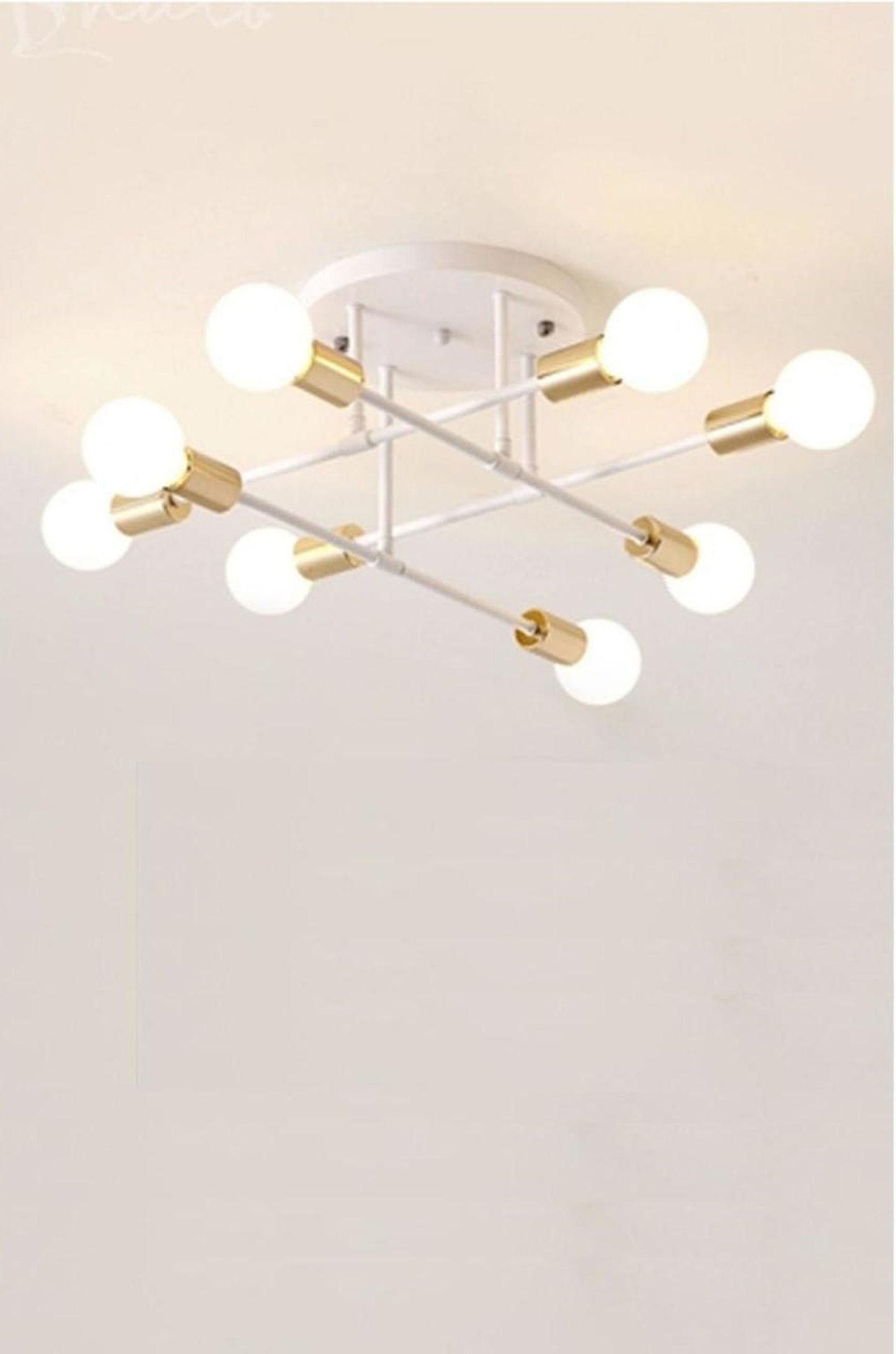 Chandelier Lighting, Gold Ceiling Lamp, Geometric Fixtures, Sputnik Light, Mid Century Lamp, Industrial Modern, Semi Flush Ceiling Light