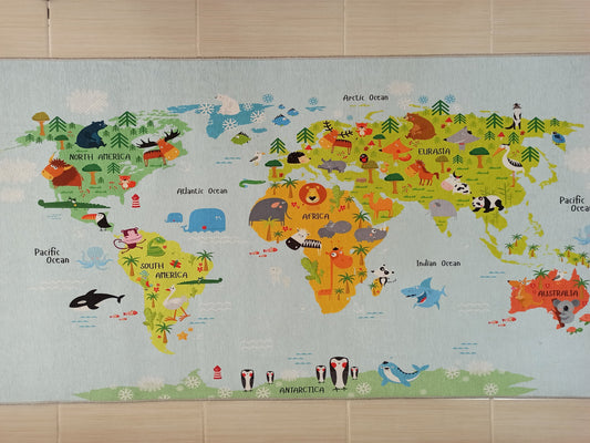 WORLD Runner | Kids Room Map Rug, Soft Play mat, Play rug, Nursery rug, Activity, Explorer, Learning Earth, Boys, Girls, Children, Toddler