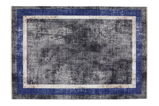 Mila | Modern Rug, Rectangle Design Modern Rug, Geometric Room Decor Rug, Vintage looks, Hand-knotted texture, Area Rugs, Blue Gray Rugs