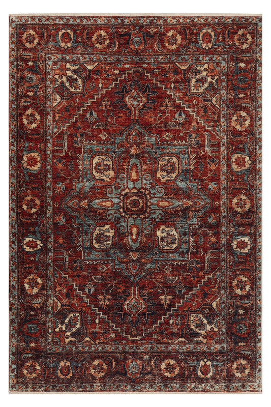 ASYA | Oriental rug, Persian Red rug with Antique patterns, Vintage distressed looks, Unique Home Decor, Heriz, Mid-century Modern Area Rug