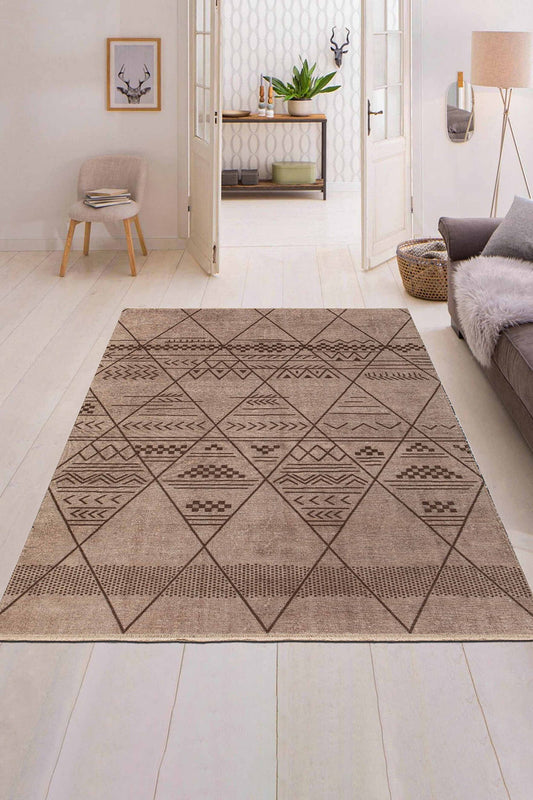 Mia Soil | Moroccan Geometric Style, Neutral Brown Boho & Scandinavian Rug, Teppich Scandi Floor Decor Nordic natural Rug For Living Room