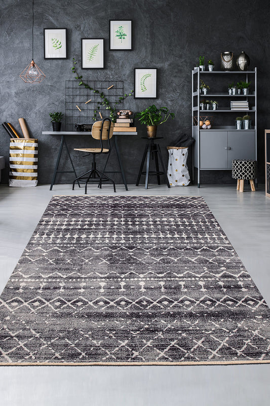 MOFID | Moroccan Trellis rug, Neutral Vintage looks, Faded Area rug, Luxury Floor decor, Farmhouse, Neutral Black Boho & Scandinavian Rug