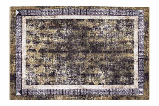 Zora | Modern Rug, Rectangle Design Modern Rug, Geometric Room Decor Rug, Vintage looks, Hand-knotted texture, Area Rugs, Gold Color Rugs