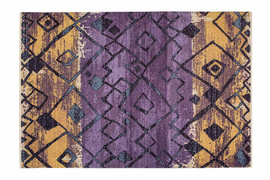 CHAIMA | Moroccan Berber Style, Geometric, Purple Yellow Boho & Scandinavian Rug, Teppich Scandi Floor Decor Nordic Natural Design Area Rug